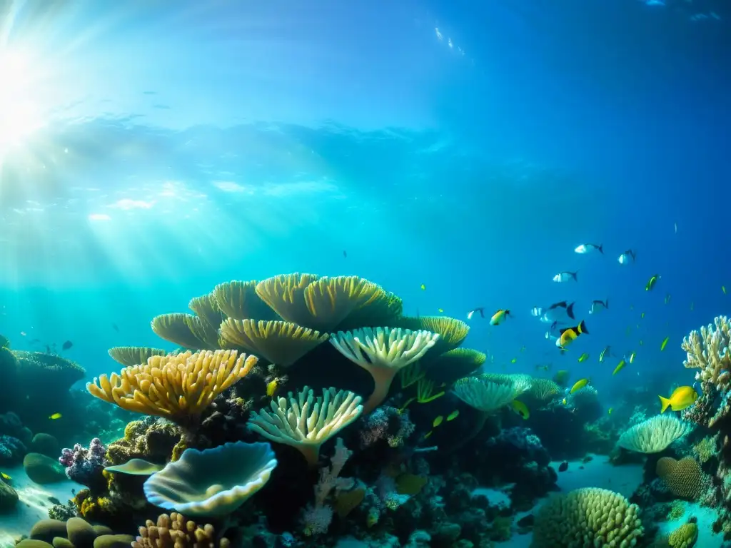Vibrante arrecife de coral con diversidad marina
