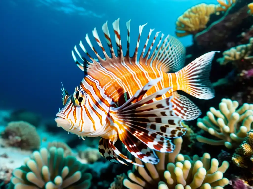 Vibrante arrecife de coral con especies invasoras en áreas protegidas marinas