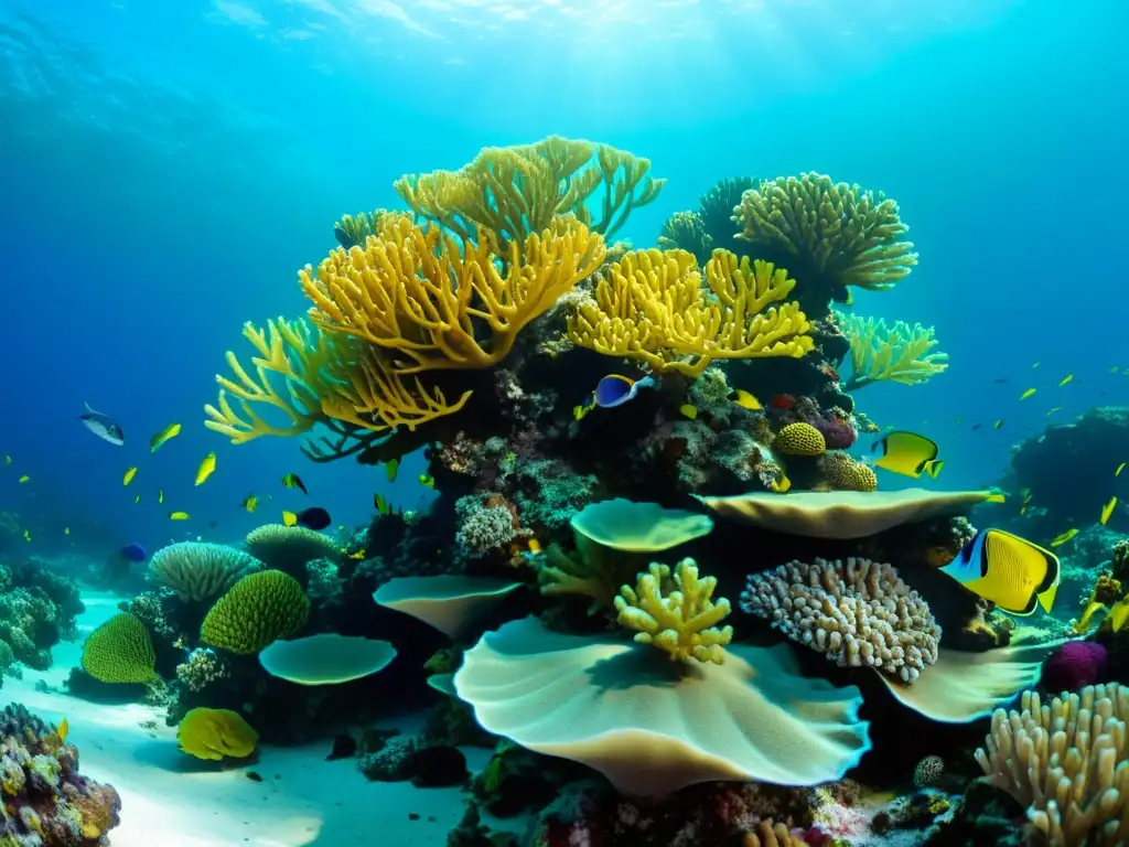 Un vibrante arrecife de coral, hogar de diversa vida marina