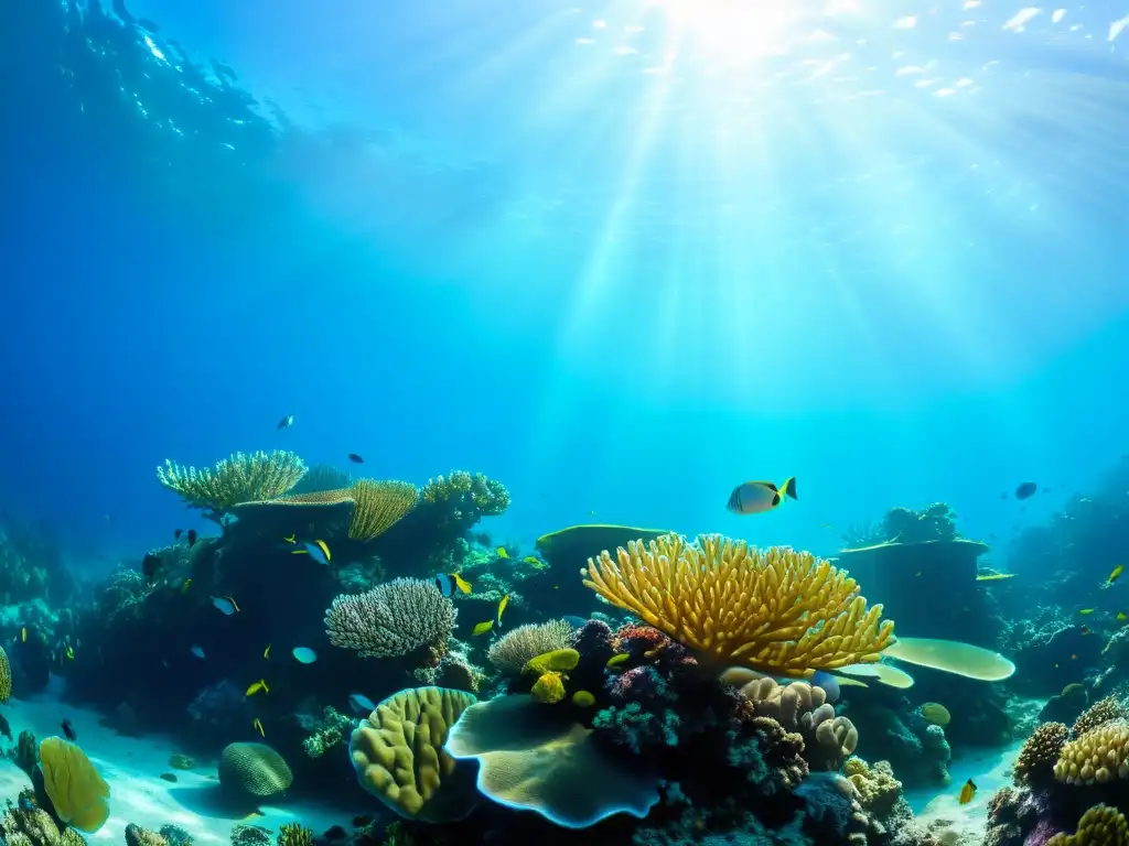 Un vibrante arrecife de coral, hogar de peces, tortugas marinas y corales