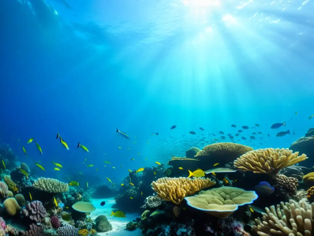 Un vibrante arrecife de coral en imagen 8k, lleno de vida marina y peces coloridos