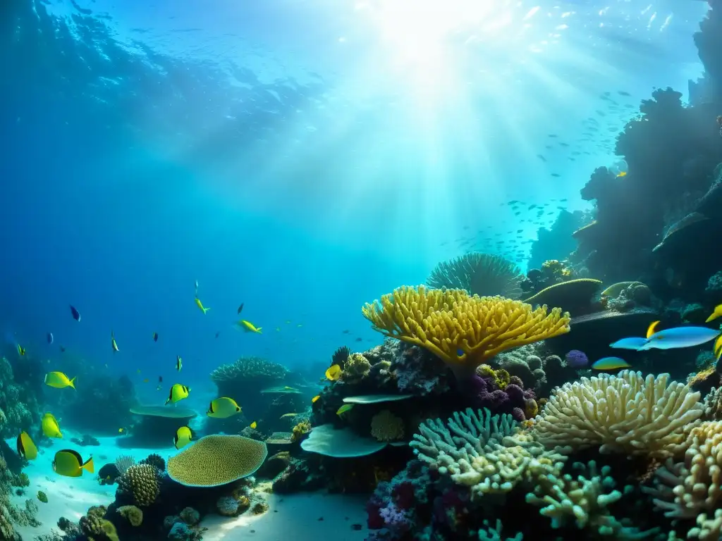 Vibrante arrecife de coral, vida marina y belleza en el impacto del cambio climático en la erosión costera