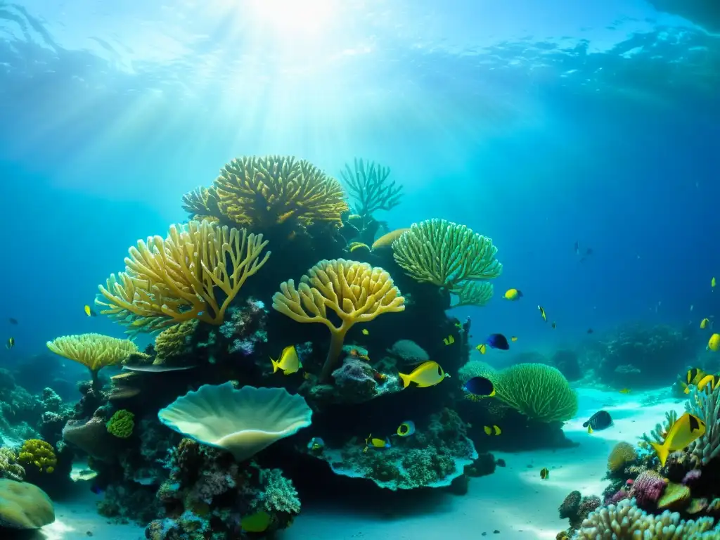 Vibrante arrecife de coral con nuevos antibióticos lecho marino y colorida vida marina en aguas cristalinas