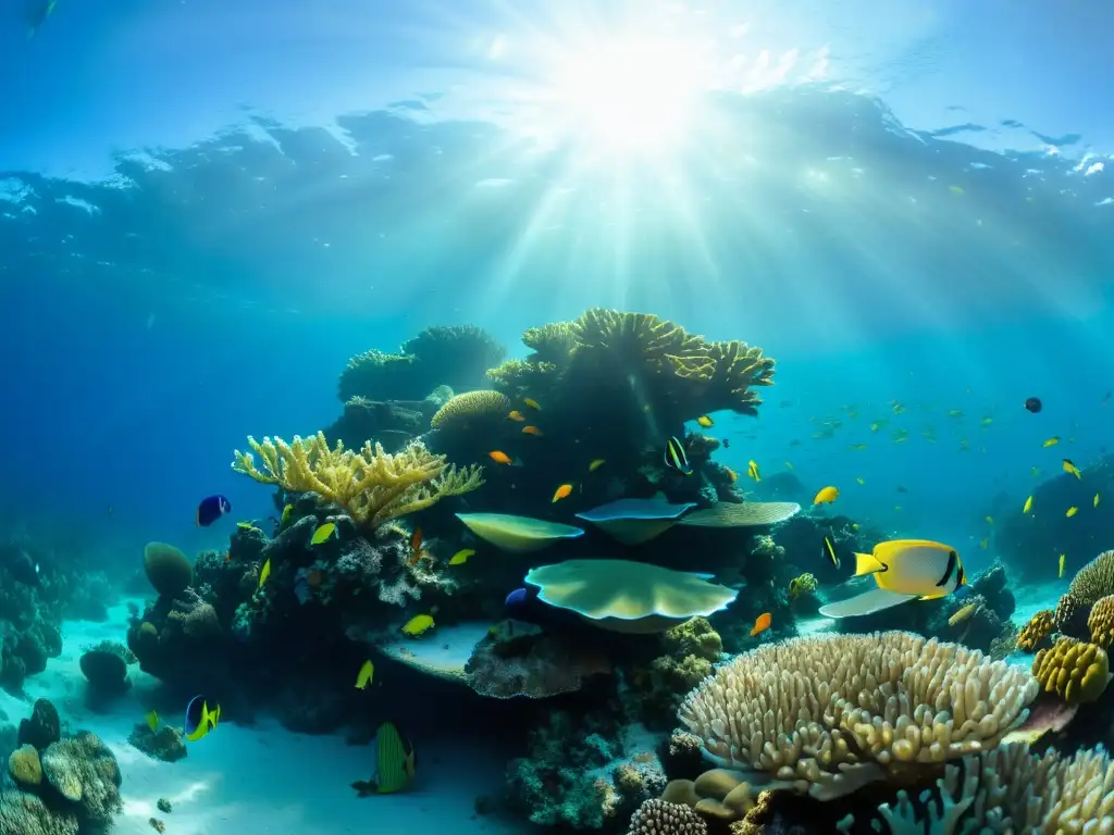 Vibrante arrecife de coral con biodiversidad oceánica en Áreas Marinas Protegidas