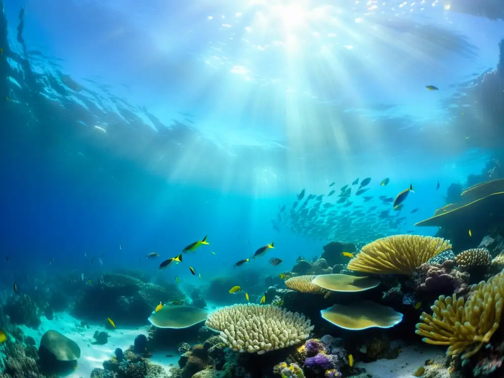 Esplendor submarino: arrecife de coral vibrante y diverso Vibrante arrecife de coral con peces coloridos y plantas marinas