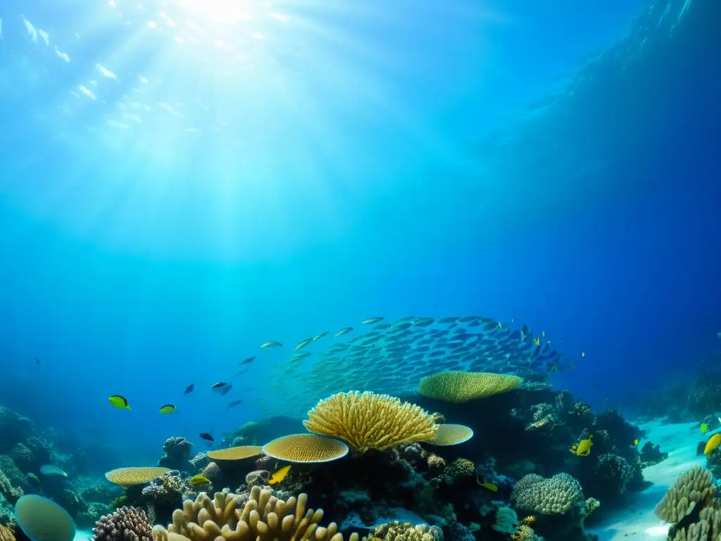 Vibrante arrecife de coral con peces tropicales