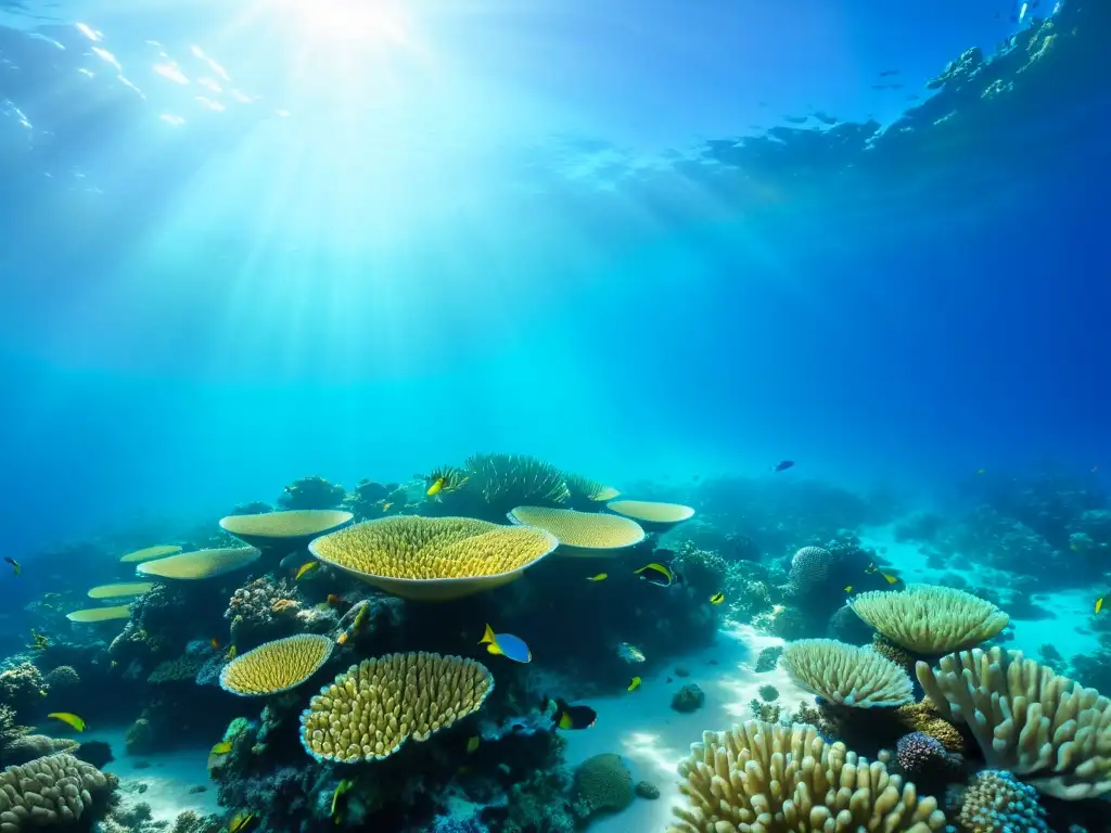 Vibrante arrecife de coral con peces de colores en aguas cristalinas, reflejando la belleza del monitoreo oceánico big data inversionistas