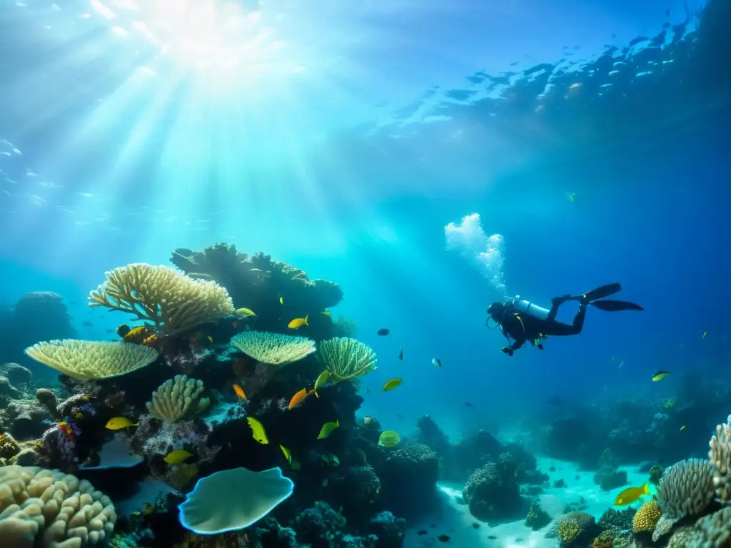 Un vibrante arrecife de coral con peces coloridos y vida marina