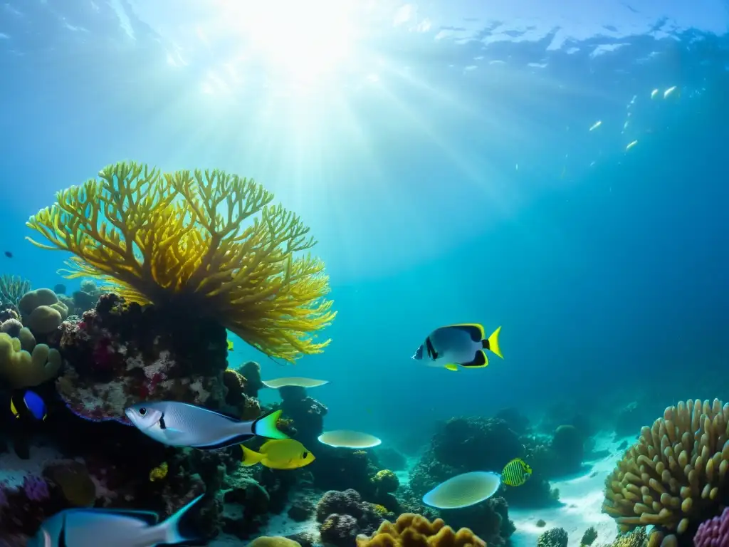 Vibrante arrecife de coral con peces hermafroditas en cortejo y adaptaciones reproductivas