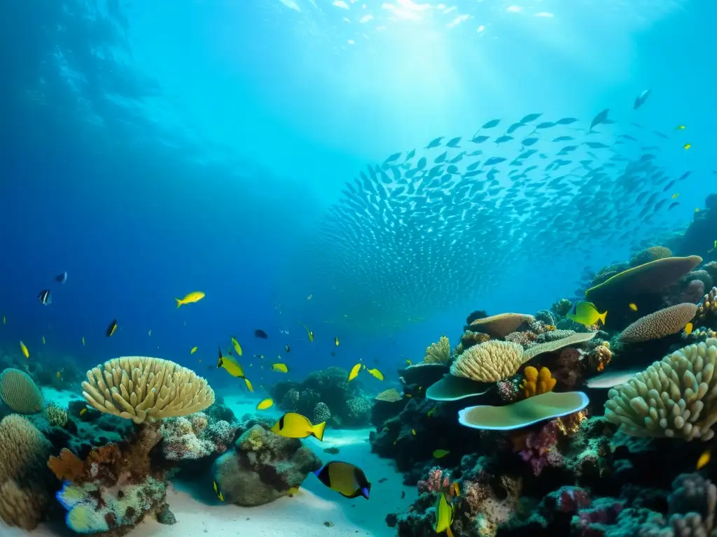 Un vibrante arrecife de coral en 8k con peces y vida marina