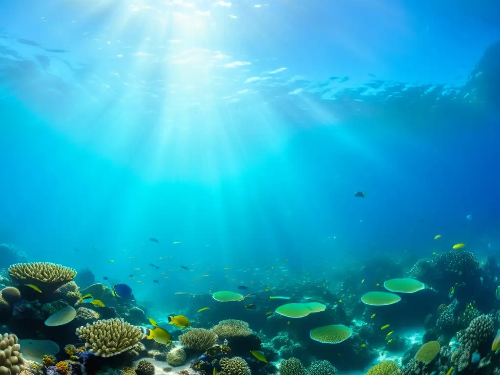 Un vibrante arrecife de coral con peces de colores en un acuario creado con técnicas de visualización 3D