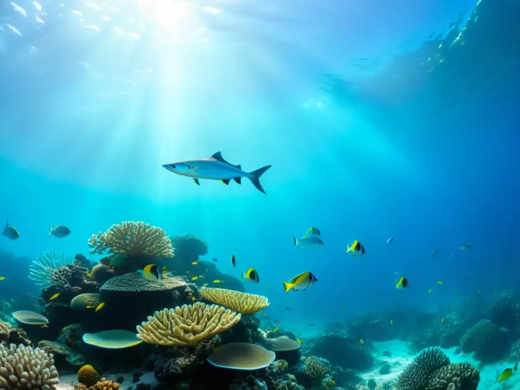 Un vibrante arrecife de coral con peces de colores en un ecosistema marino próspero