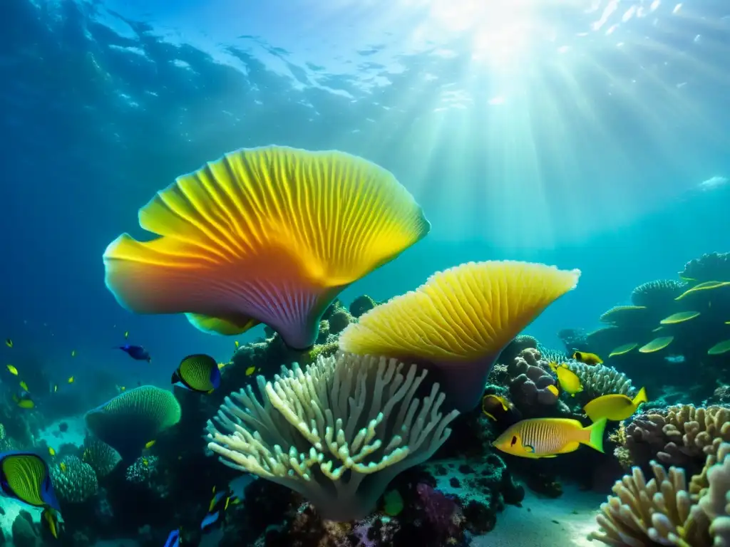 Vibrante arrecife de coral, peces coloridos y agua cristalina