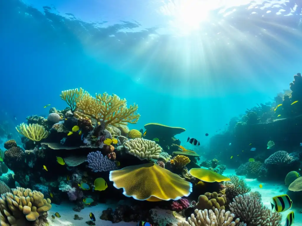 Un vibrante arrecife de coral repleto de vida marina, destacando la belleza de un ecosistema sostenible