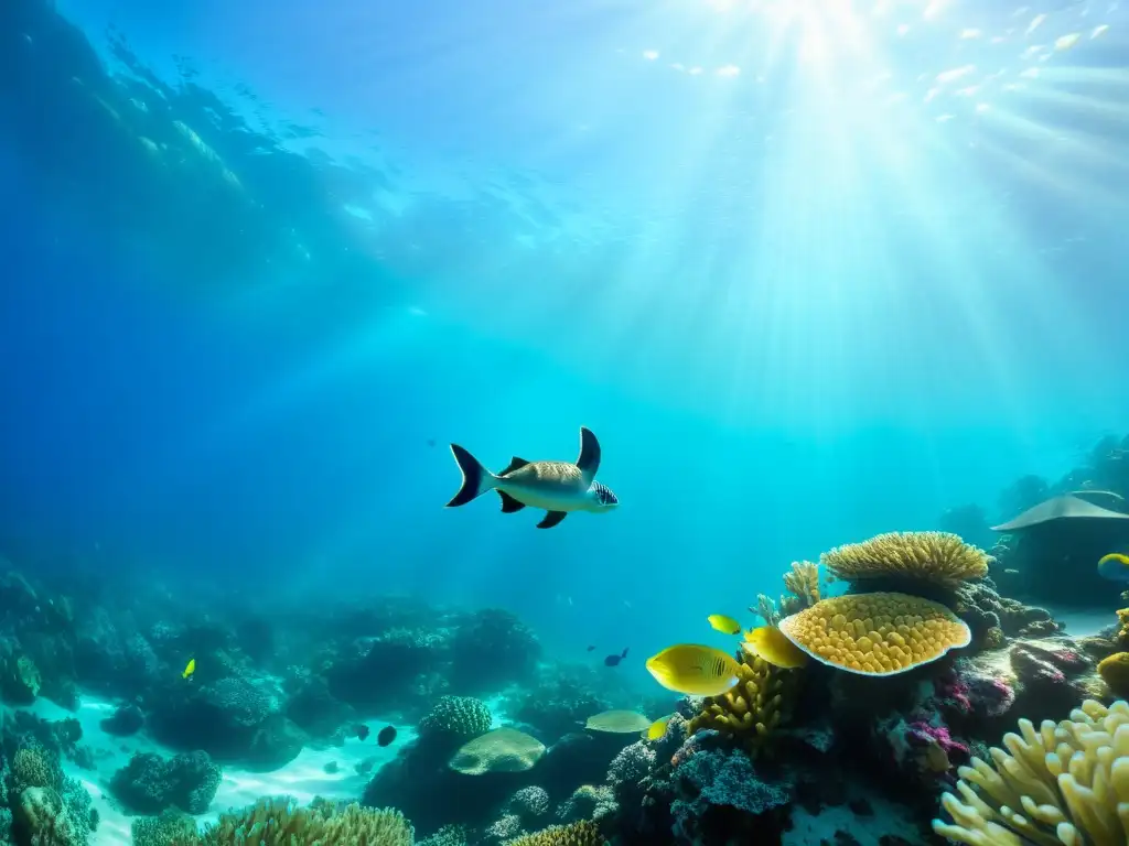 Un vibrante arrecife de coral repleto de vida marina colorida y el esplendor natural del ecosistema marino