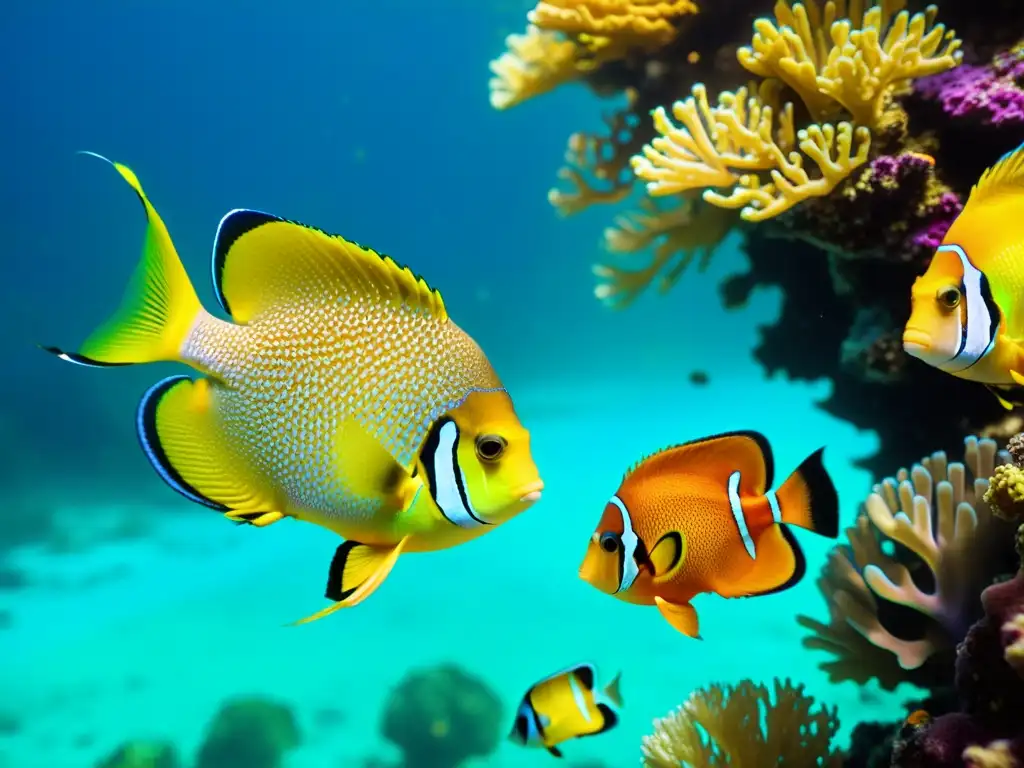 Un vibrante arrecife de coral submarino lleno de peces tropicales de colores