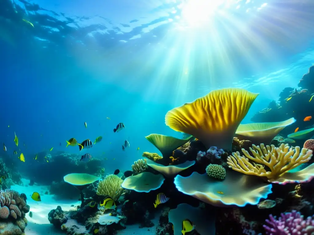 Un vibrante arrecife de coral submarino repleto de vida y color