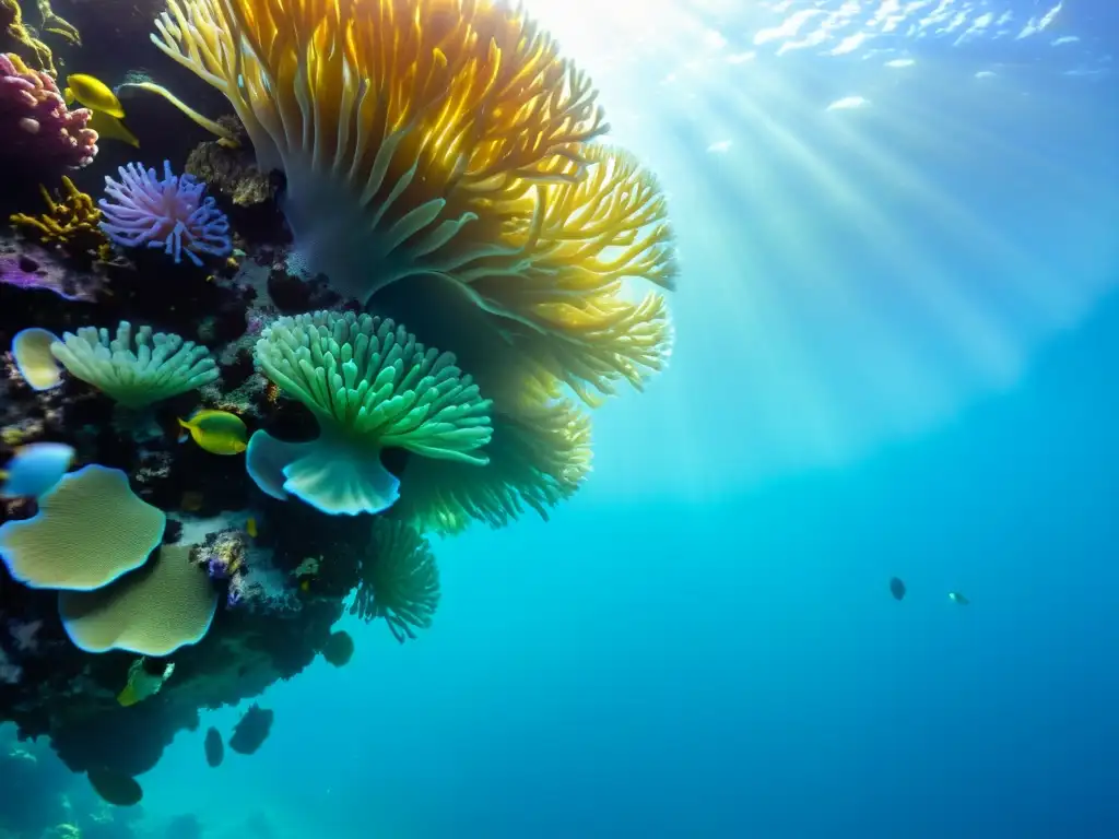 Un vibrante arrecife de coral submarino con una diversa vida marina