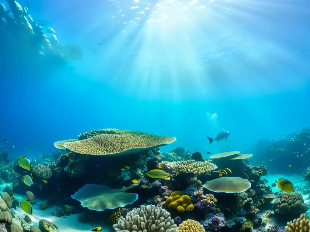 Un vibrante arrecife de coral con una variedad de especies marinas