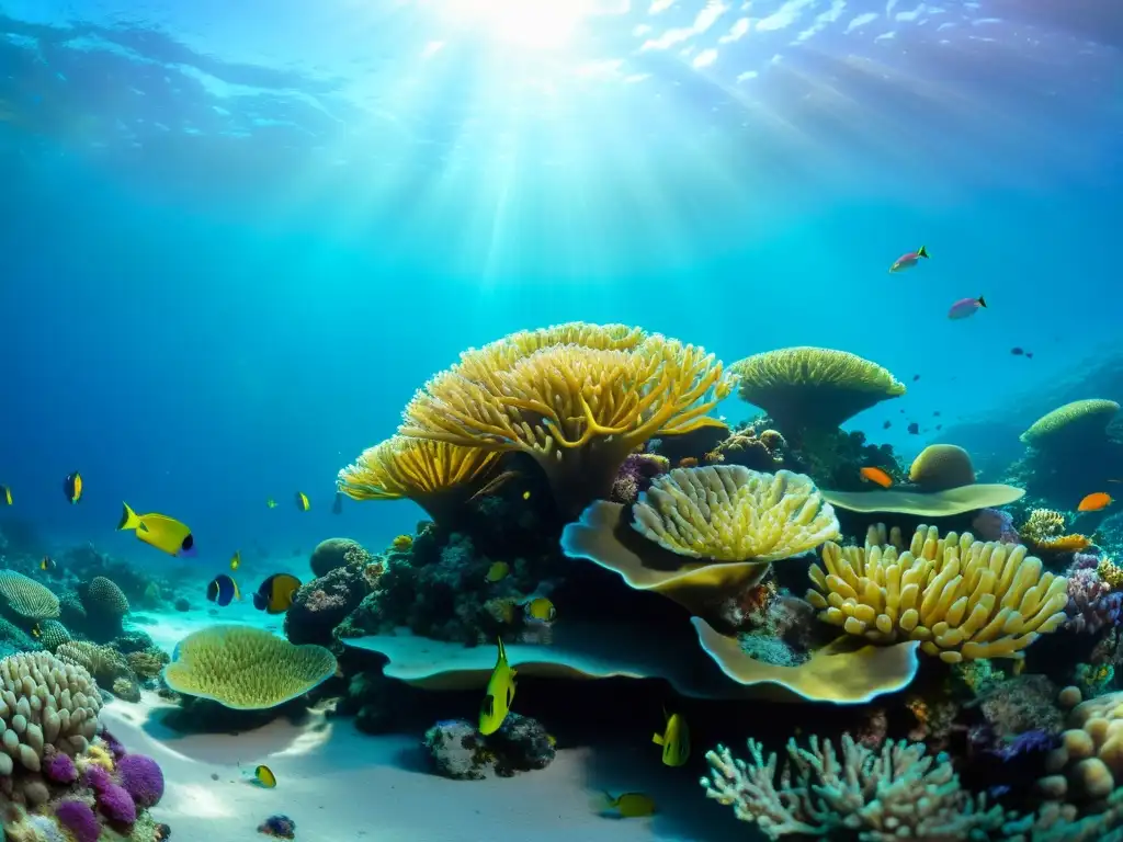 Un vibrante arrecife de coral en 8k, vida marina colorida, aguas cristalinas y tranquilidad