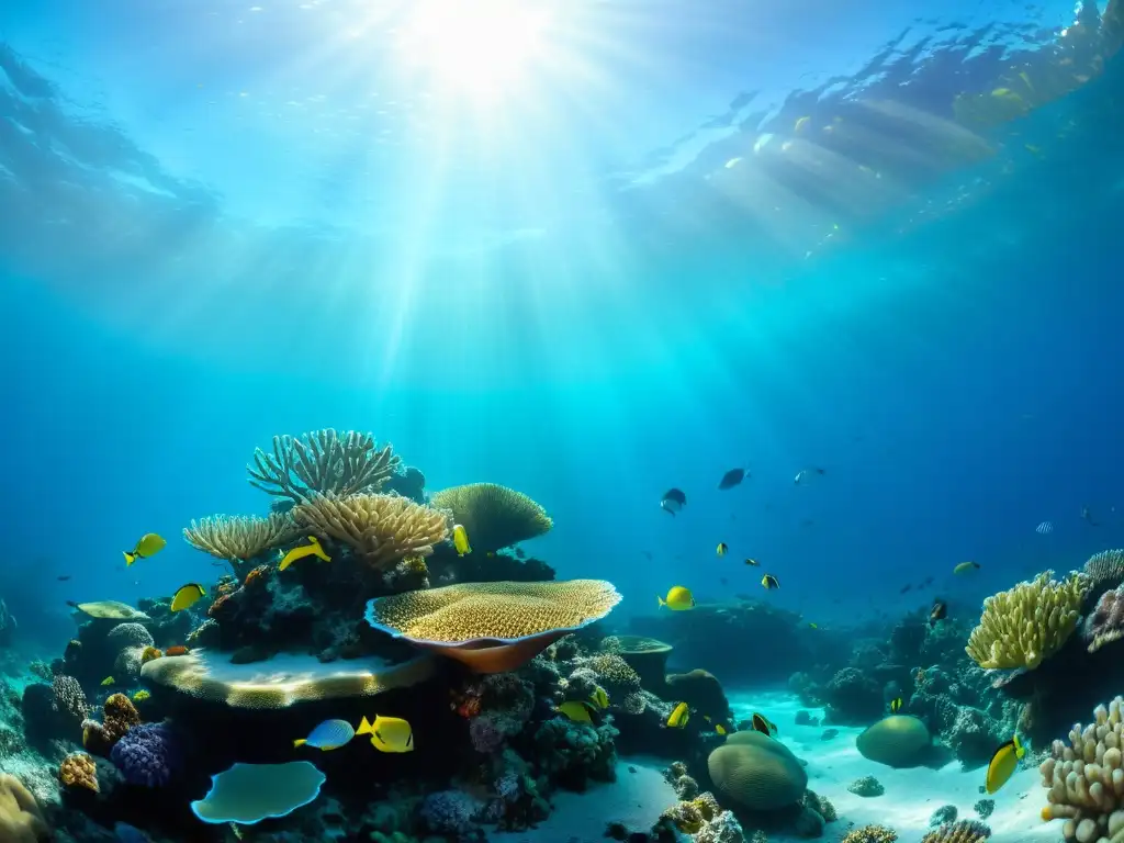 Recreación detallada de arrecife de coral en 8k Vibrante arrecife de coral con vida marina diversa impactada por El Niño