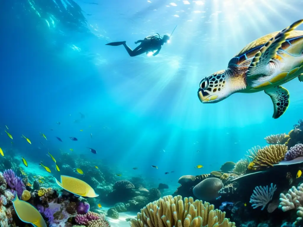 Vibrante arrecife de coral con vida marina