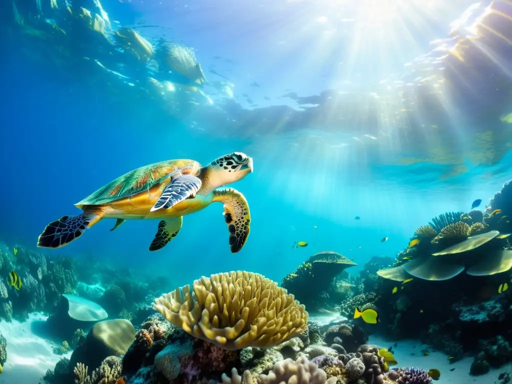 Un vibrante arrecife de coral con vida marina diversa