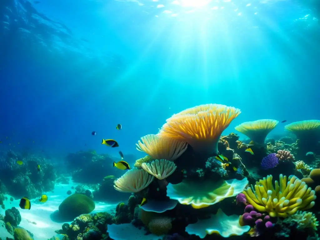 Majestuoso arrecife de coral: vida submarina en su máximo esplendor Un vibrante arrecife de coral con vida marina, destinos gastronomía marina mariscos alta