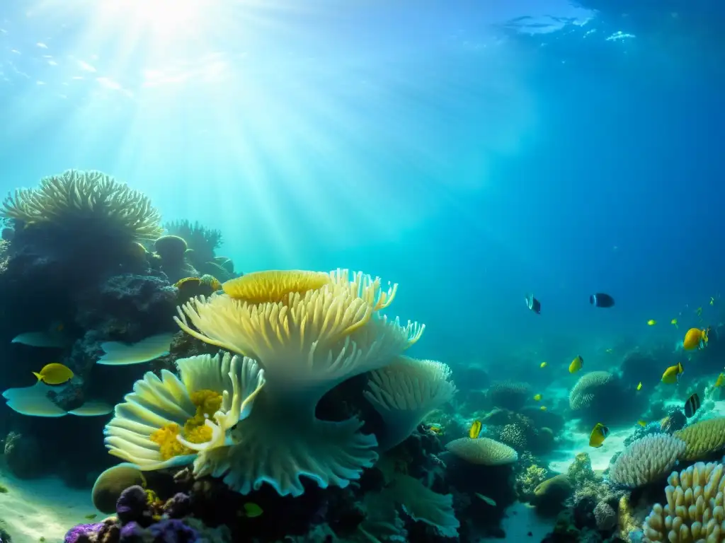 Vibrante arrecife de coral con vida marina diversa, seguimiento especies marinas telemetría