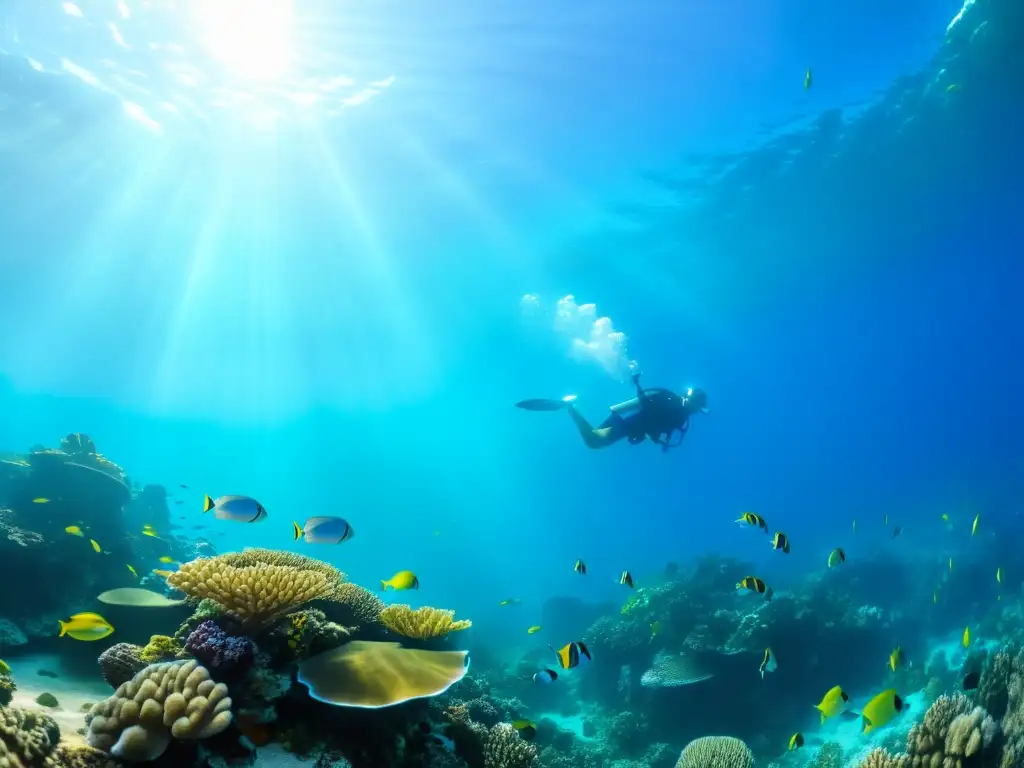 Un vibrante arrecife de coral con vida marina diversa, monitoreo en tiempo real de la vida marina