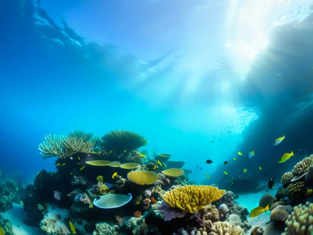 Un vibrante arrecife de coral con vida marina diversa