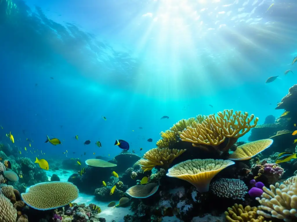 Vibrante arrecife de coral con vida marina en incubadoras de acuario para reproducción