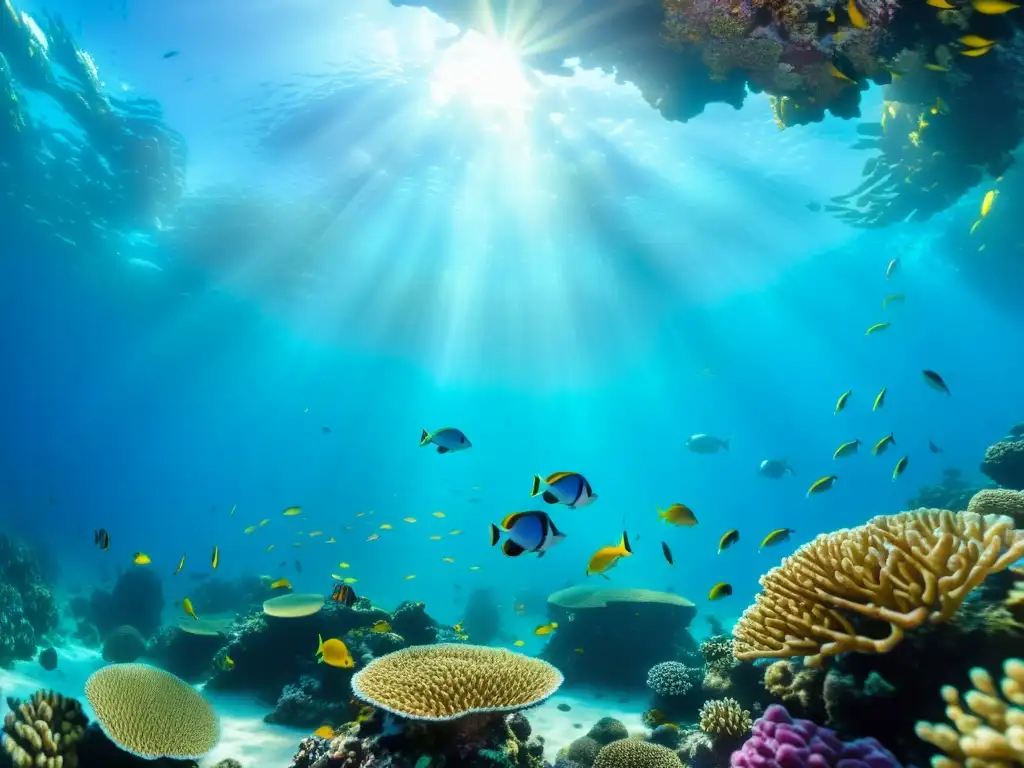 Vibrante arrecife de coral con vida marina en un maravilloso descubrimiento de fenómenos marinos en crowdsourcing