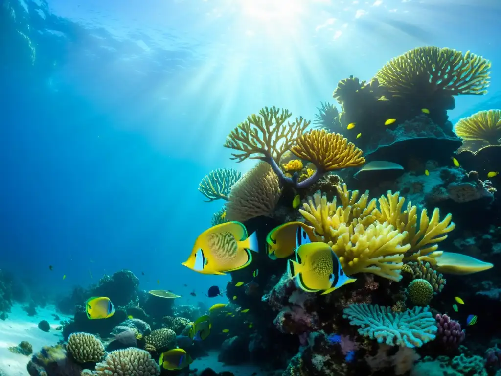 Vibrante arrecife de coral con vida marina diversa, impacto de la acidificación oceánica en el ecosistema marino