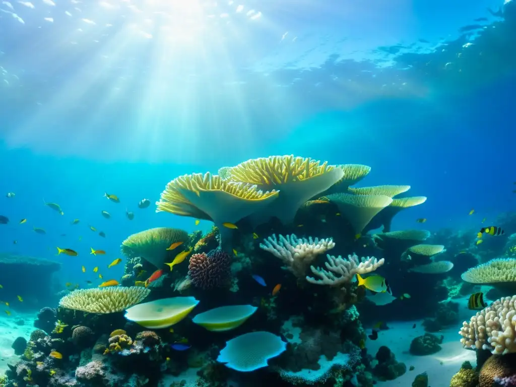 Un vibrante arrecife de coral con vida marina diversa