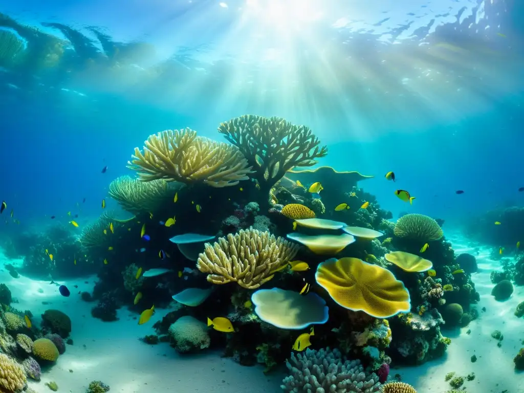 Espléndido arrecife de coral: un ecosistema marino vibrante Vibrante arrecife de coral con vida marina en abundancia y acuerdos internacionales conservación vida marina