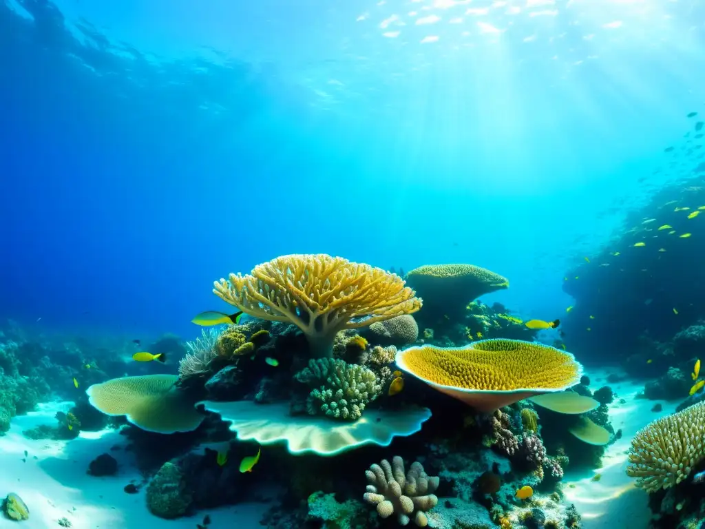 Un vibrante arrecife de coral en el océano con una diversidad de vida marina