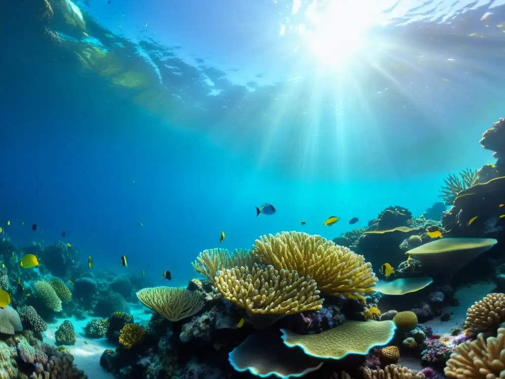 Vibrante arrecife de coral en alta definición 8k, con peces coloridos entre corales