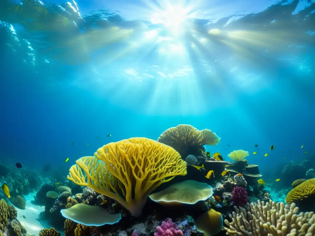 Vibrante arrecife de coral en el Caribe, con peces tropicales y una atmósfera serena