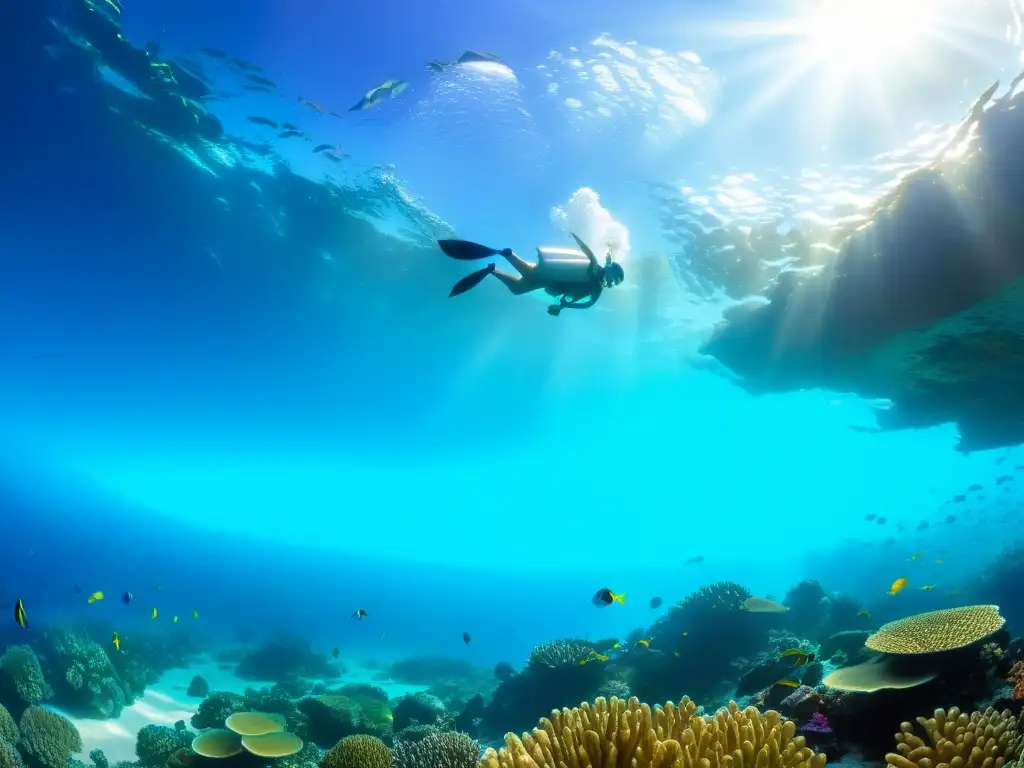 Arrecife de coral vibrante: vida marina en su esplendor Un vibrante arrecife de coral rebosante de vida marina y coloridos peces