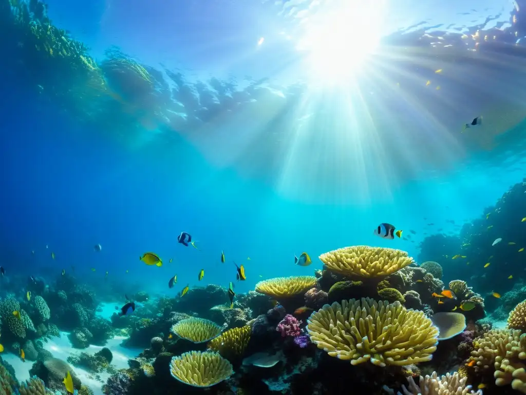 Un vibrante arrecife de coral rebosante de vida marina