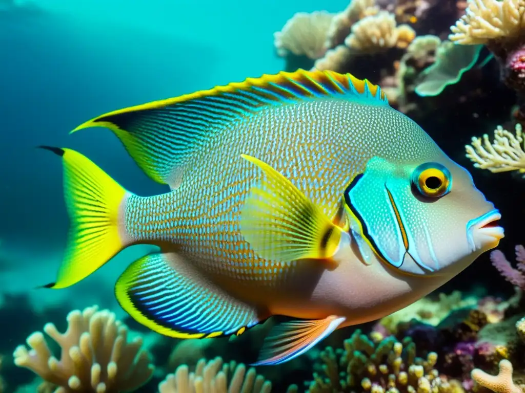 Un vibrante arrecife de coral rebosante de vida marina, con especies coloridas y detalladas