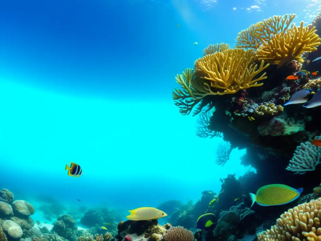 Un vibrante arrecife de coral rebosante de vida marina, con especies invasoras y nativas