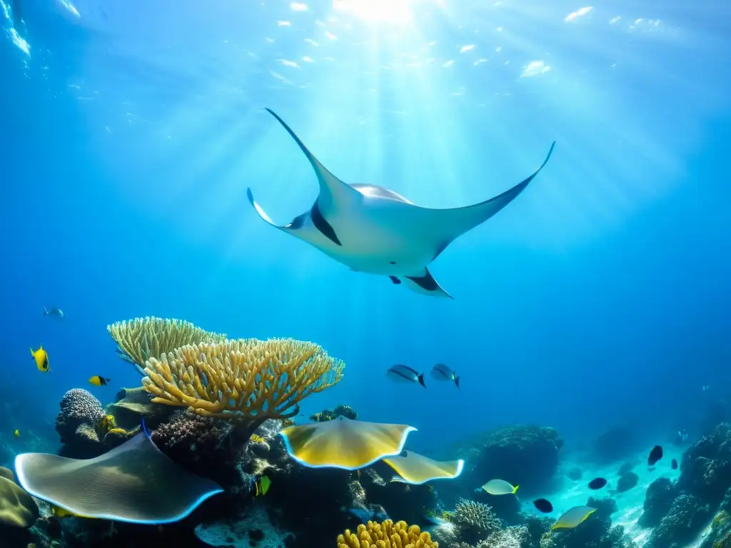 Un vibrante arrecife de coral rebosante de vida marina submarina