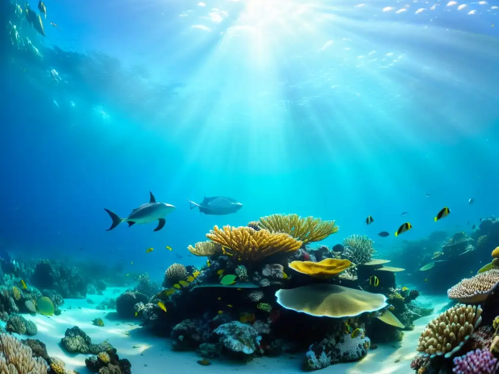Recreación en 8k: Arrecife de Coral Vívido Vibrante arrecife de coral en alta resolución 8K, con diversa vida marina
