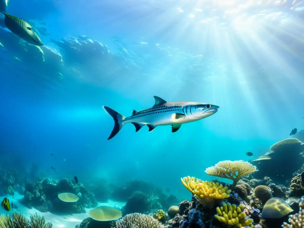 Una vibrante y bulliciosa barrera de coral llena de vida marina