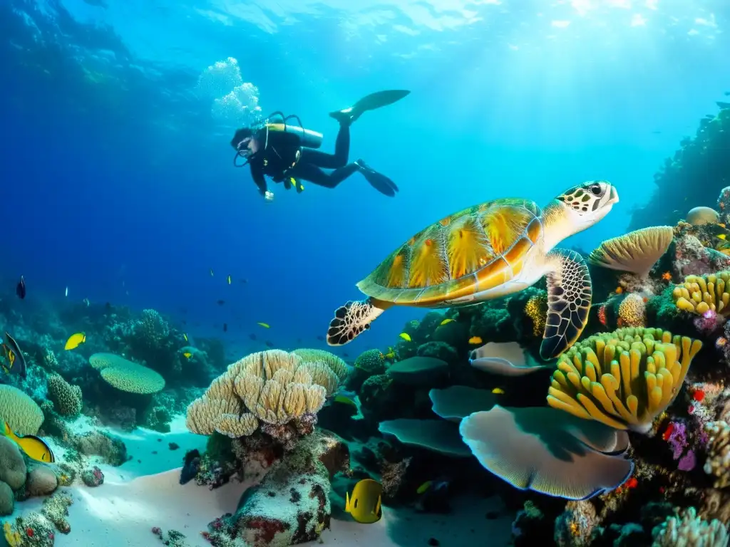 Una vibrante y diversa vida marina en un arrecife de coral bajo el mar