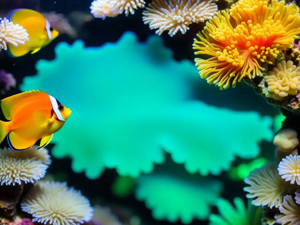 Un vibrante y diverso arrecife de coral en un acuario marino