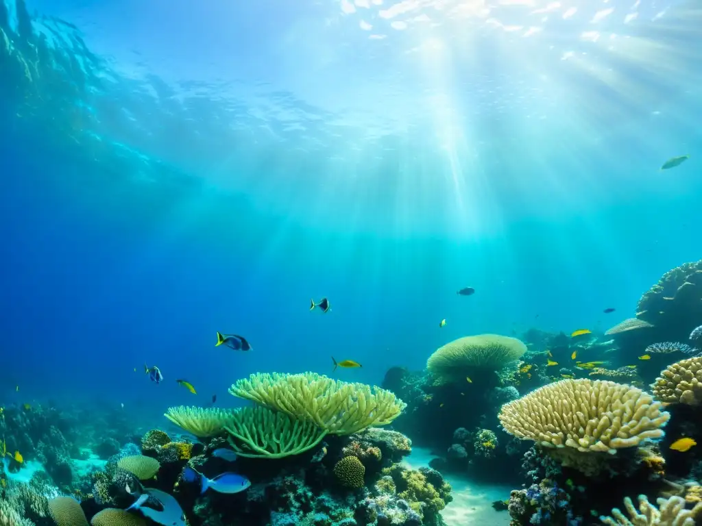 Vibrante y diverso arrecife de coral bajo el mar, con impacto de las leyes de pesca