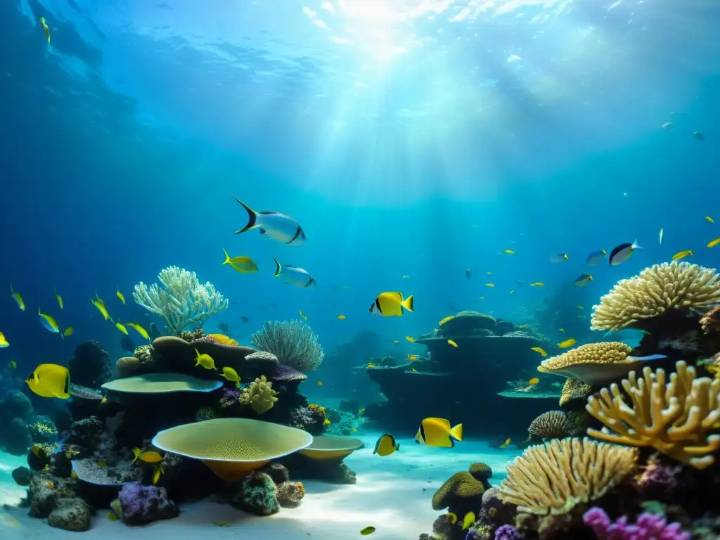 Espléndido arrecife de coral en acuario Un vibrante ecosistema acuático en un acuario, con peces y corales, capturando la belleza y complejidad